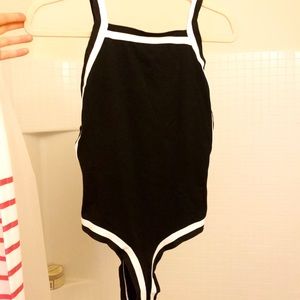 Black and white bodysuit with open back